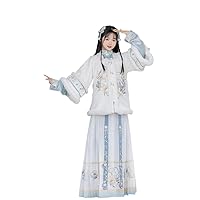 Han Chinese clothing white velvet embroidered square collar Chinese style Tang suit skirt
