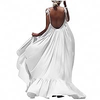 Women Boho Maxi Solid Sleeveless Long Backless Dress Evening Party Beach Dresses Sun Dress