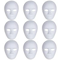 9 Pieces DIY Full Face Masks Plain White Mask Full Face Blank Paintable Mask Mardi Gras Masks Masquerade Masks