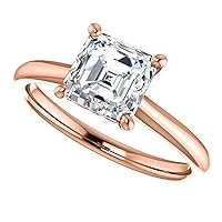 925 Silver, 10K/14K/18K Solid Gold Moissanite Engagement Ring, 1.0 CT Asscher Cut Handmade Solitaire Ring Diamond Wedding Ring for Women/Her, VVS1 Colorless, Promise Gifts Anniversary