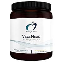 Designs for Health VegeMeal - Non-Dairy Pea Protein Meal Supplement Powder with 5-MTHF, Minerals, Vitamins, Creatine + 16g Vegan Protein per Serving - Vanilla Flavor (15 Servings / 540g)