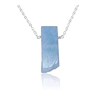 LKBEADS 17 inch long necklace of aquamarine 6x16mm fancy shape smooth cut Blue color beads with 925 sterling silver plated chain for women, girls & teens. #SCNK-036
