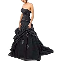 Gothic Black Lace Bridal Ball Gowns with Train Formal Party Evening Prom Mermaid Wedding Dresses for Bride