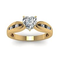 Choose Your Gemstone Channel Diamond CZ Bow Ring yellow gold plated Heart Shape Side Stone Engagement Rings Everyday Jewelry Wedding Jewelry Handmade Gifts for Wife US Size 4 to 12