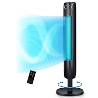 KopBeau Tower Fan for Bedroom, 42 Inch Oscillating Cooling Fans with Remote, Quiet Bladeless Floor Powerful Fan, 3 Modes, Buit-in 7Hrs Timer and LED Display, Standing Fans for Home Office, Black