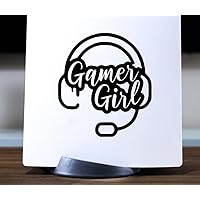 Gamer Girl Headset Game Movie Vinyl Decal Sticker Premium Quality Black for Car Bumper Truck Van SUV Window Wall Boat Cup Tumblers Laptop or Any Smooth Surface 5.5x5
