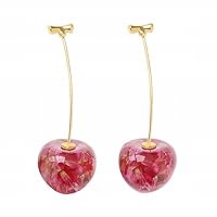 Cherry Temperament Earrings French Dried Flower Cherry Earrings Long Sweet Fashion Cherry Earrings Tortoise