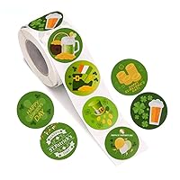 1Roll St Patrick's Day Sticker Irish Shamrock Clover Sticker Green Lucky Sticker for Party Supplies 1Roll