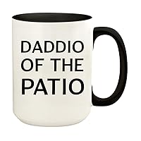 Daddio Of The Patio - 15oz Ceramic Colored Handle and Inside Coffee Mug Cup, Black