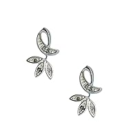 925 Sterling Silver Natural White Diamond Gemstone Leaf Design Stud Earring 925 Stamp Jewelry For Her | Gifts For Women And Girls