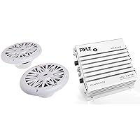 Pyle Marine Audio Bundle - 6x9 Inch Waterproof Stereo Speakers (1 Pair) and 400 Watt 4 Channel Waterproof Amplifier