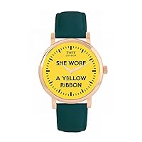 Football Fans She Wore A Yellow Ribbon Ladies Watch 38mm Case 3atm Water Resistant Custom Designed Quartz Movement Luxury Fashionable