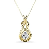 Round Diamond 1/2 ct Womens Solitaire Infinity Love Knot Pendant Necklace 16 Inches 14K Yellow Gold Chain