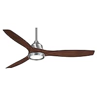 MINKA-AIRE F749L-BN Skyhawk 60 Inch LED Ceiling Fan with Carved Wood Blades, Integrated LED Light and DC Motor in Brushed Nickel Finish