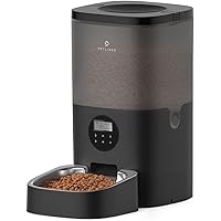 Automatic Dog Feeder, 6L Dog Food Dispenser with Timer Interactive Voice Recorder, Auto Dog Feeder with Desiccant Bag 1-4 Meals Dry Food, Black Transparent