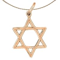 Star Of David Necklace | 14K Rose Gold Star of David Pendant with 18
