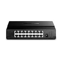 TP-Link 16 Port 10/100Mbps Fast Ethernet Switch , Desktop or Wall-Mounting , Plastic Case Ethernet Splitter , Unshielded Network Switch , Plug and Play , Fanless Quiet , Unmanaged (TL-SF1016D)