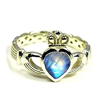Choose Your Color Natural Gemstone Irish Claddagh Silver Ring Friendship Love 55 Carat Brand Size 5 to 12