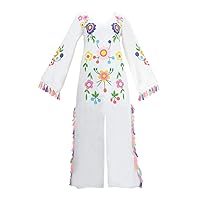 Flygo Women's Summer Bohemian Tassel Deep V Neck 3/4 Sleeve Floral Print Fringed Dress