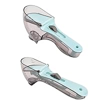 Plastic Measuring Spoon Set for Your Kitchen - Two Cups Sizes For All Kind of Dry and Liquid Measuring -Adjustable And Easy to Use - Spoons and Cup Device, S & L