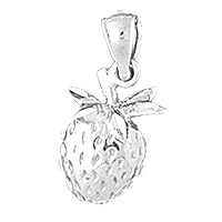 14K White Gold Strawberry Pendant