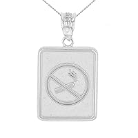 STERLING SILVER ANTI SMOKING CIGARETTE SIGN PENDANT NECKLACE - Pendant/Necklace Option: Pendant With 16