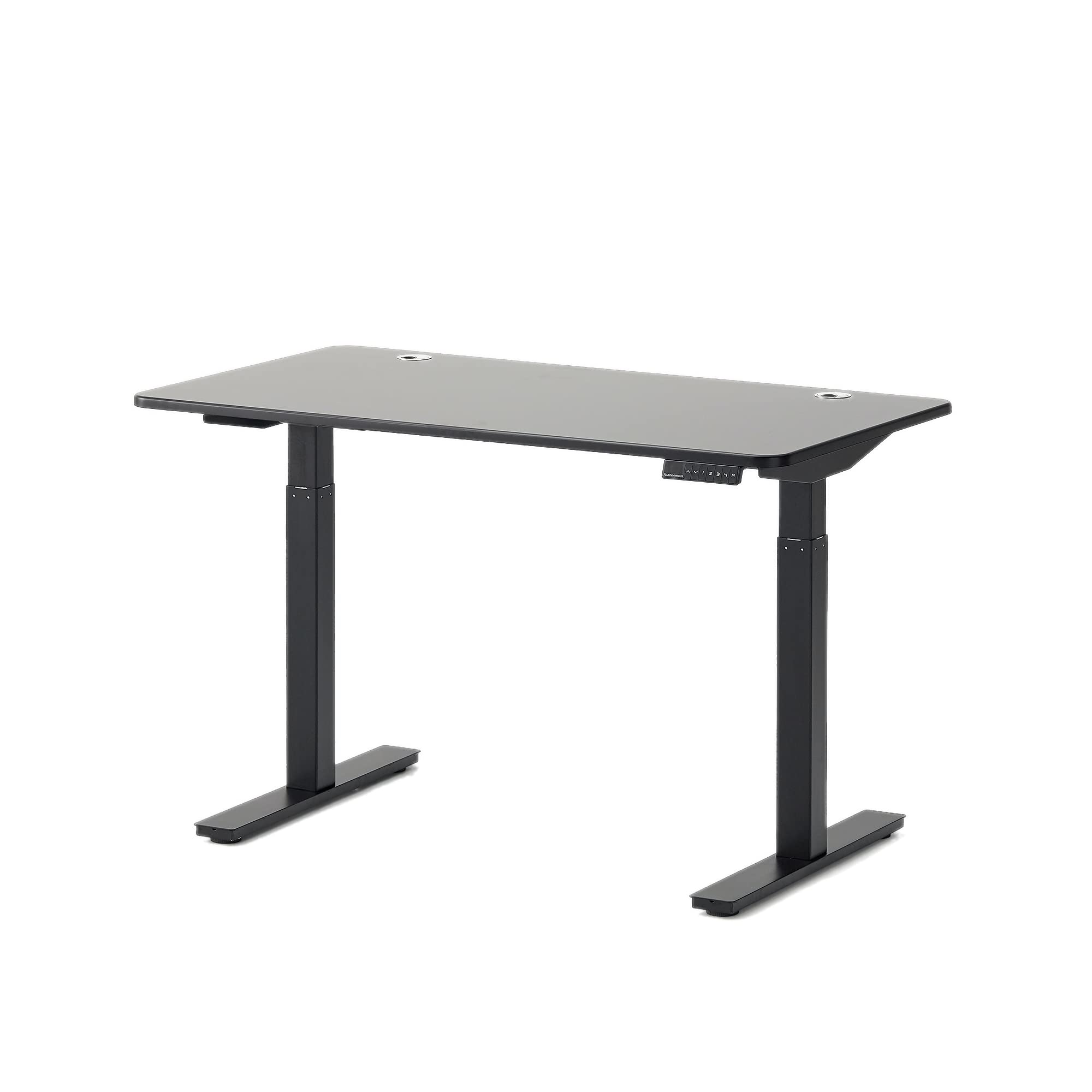 Autonomous SmartDesk 2 Home Office Standing Desk with Adjustable Black Steel Frame/Wooden Black Top and Robust Lifting Dual Motor