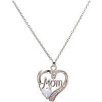 U-M Cubic Zirconia I Love You Mom Heart Necklace for Women Mother Birthday Gift Durable & Attractive