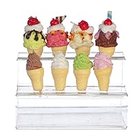 Melody Jane Dollhouse Ice Cream Cones & Display Stand Beach Cafe Accessory