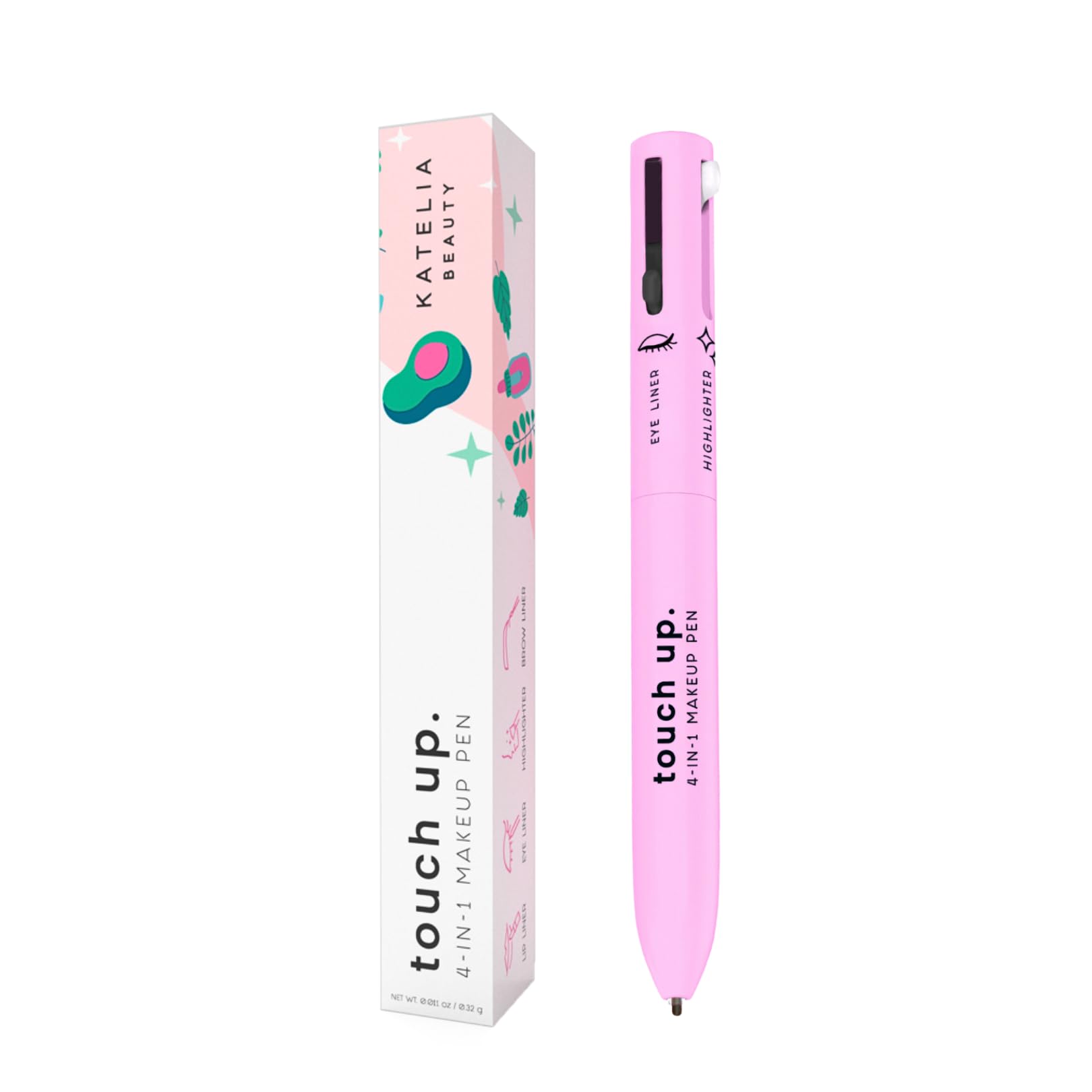 Katelia Beauty Touch Up 4-in-1 Makeup Pen (Eye Liner, Brow Liner, Lip Liner, & Highlighter) All-in-One, Multi-Functional Portable Beauty Product, On The Go Travel Makeup Pencil, Refillable Magic Pen (Makeup Pen A)