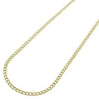 14K Yellow Gold Necklace 2.0MM Cuban Italian Curb Link Chain Necklace- 14k Necklaces, 14k Gold Cuban Chain, Gold Chain Made in Italy