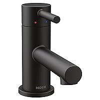 Moen Align Matte Black One-Handle Single Hole Low Profile Modern Bathroom Faucet with Drain Assembly, 6191BL