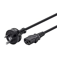 Monoprice Power Cord - 6 Feet - Black | AS/NZS 3112 (Australia/New Zealand) to IEC 60320 C13, 18 AWG, 5A/1250W, 250V