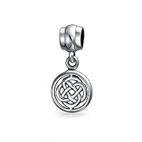 Romantic Celtic Love Knot Claddaugh Symbol BFF Irish Friendship Religious Trinity Cross Infinity Dangle or Slide Bead Charm For Women Teen .925 Sterling Silver For European Bracelet