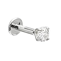 Jewelry Avalanche 6mm-8mm Post 16G Labret Stud Solid 14Kt Yellow Gold/White Gold with Moissanite Gemstone sizes 2mm-3mm Internally Threaded - Sold per piece!