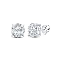The Diamond Deal 10kt White Gold Womens Round Diamond Heart Earrings 1/4 Cttw