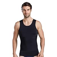 BaronHong Mens Compression Chest Binder Shirt Slimming Body Shaper Vest Workout Tank Tops Abs Abdomen Undershirts