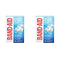 Band-Aid Brand Water Block Clear Waterproof Sterile Adhesive Bandages for First-Aid Wound Care of Minor Cuts and Scrapes, Assorted Sizes, 30 ct (Pack of 2)