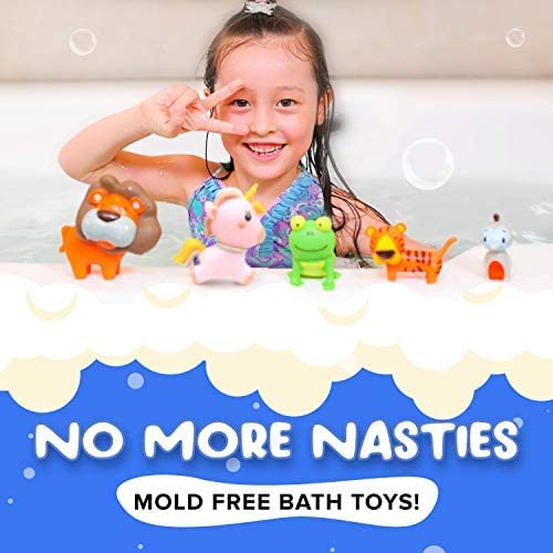 Mold Free Bath Toys for Babies and Toddlers, Animal No Hole Bath Toys, No Mold for Tub,Beach,Pool, BPA-Free, Dishwasher-Safe, Infant Bath Toys No Holes 0 1 3 6 12 18 Months