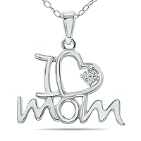 Diamond Mom Heart Necklace in .925 Sterling Silver