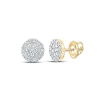 10kt Yellow Gold Mens Round Diamond Cluster Earrings 2-3/4 Cttw