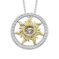 0.10 CT Round Cut Created Diamond 14K Two Tone Gold Over Sun Pendant Necklace