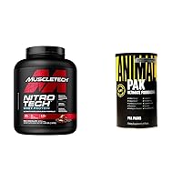 Whey Protein Powder Nitro-Tech Whey Protein Isolate & Peptides & Animal Pak - Convenient All-in-One Vitamin & Supplement Pack