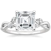 2CT Asscher Cut VVS1 Colorless Moissanite Engagement Ring Wedding Band Gold Silver Eternity Solitaire Halo Vintage Antique Anniversary Promise Gift Vine Willow Diamond Ring