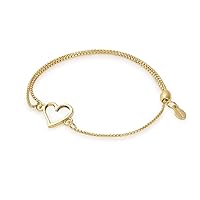 Alex and Ani Path of Symbols Adjustable Pull Chain Bracelet for Women, Heart Charm, Sterling Silver, 5.5 to 9.5 in
