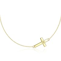14K Solid Gold Cross Necklace for Women Delicate Gold Diamond Heart Cross Pendant Necklace Religious Jewelry Gifts for Girl Wife Mom