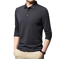 Men Long Sleeve Polo-Shirt Clothing, Spring Autumn Pure Color Business Casual Tops