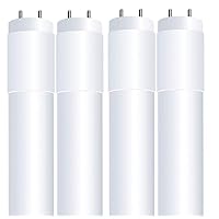 T8 LED Bulbs 4 Foot, 40 Watt Equivalent, Type A Tube Light, Plug & Play, T8 or T12 LED Tube Light, LED Fluorescent Replacement, Frosted, T48/840/LEDG2/4, 4100K Cool White, 4 Pack