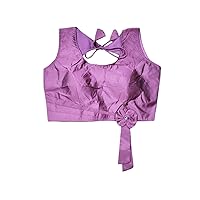 KULIA® Stretchable Blouse for Saree Designer Crop Top Ethnic Casual Wear Bollywood Dress Purple Color Embroidery Blouse Indian Style Sleeveless Blouse Women Gifts