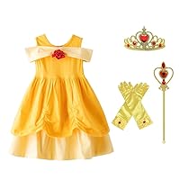Dressy Daisy Beauty Princess Costume for Little Toddler Girls Halloween Birthday Party Dress Up Fancy Outfit Yellow Size